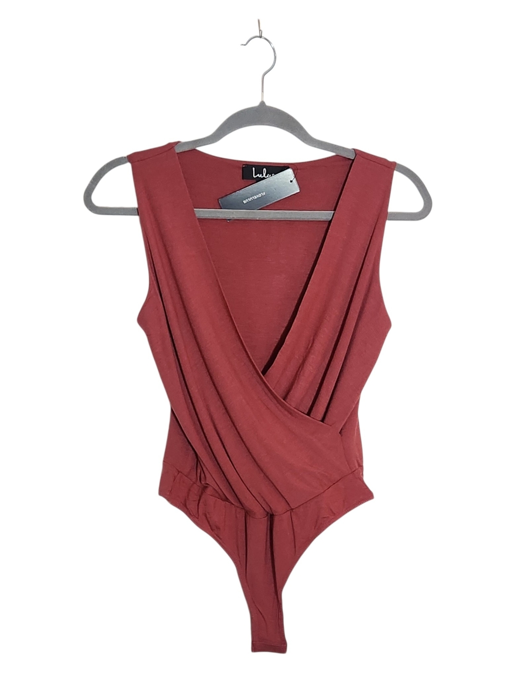 Lulus Marsala Faux Wrap Sleeveless Bodysuit Size Medium NWT
